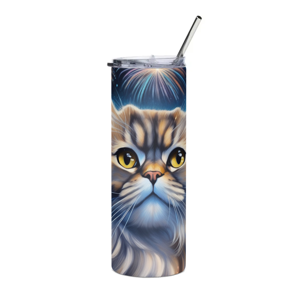 PugMug Custom Tabby Persian Cat Stainless Steel Tumbler