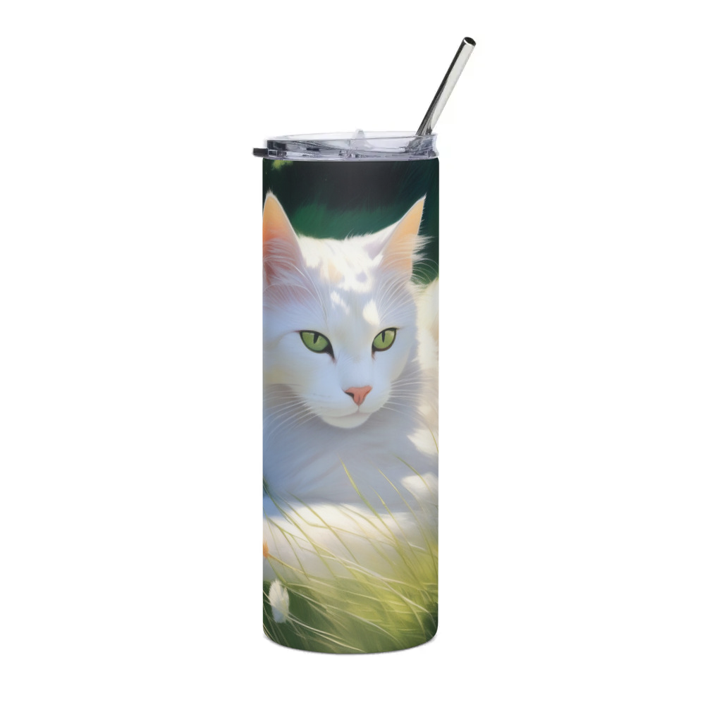 PugMug Custom White Companion Cat Stainless Steel Tumbler