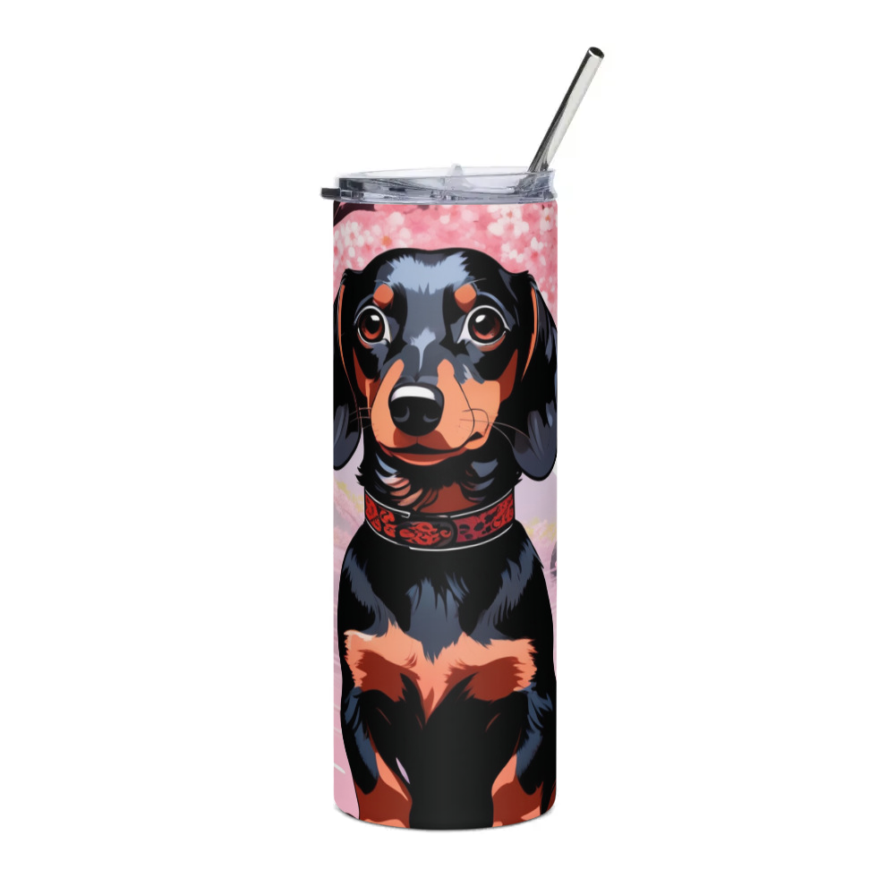 PugMug Custom Black Dachshund Stainless Steel Tumbler