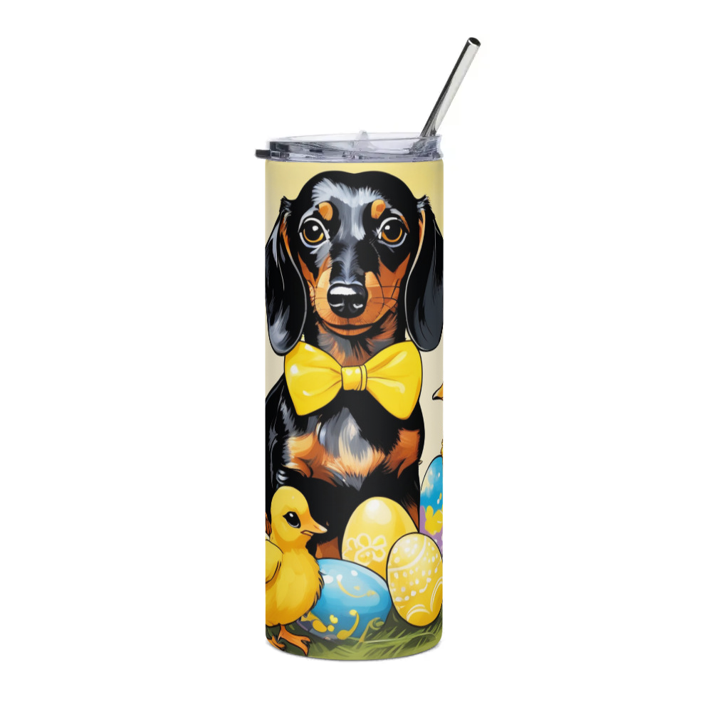 PugMug Custom Black Dachshund Stainless Steel Tumbler