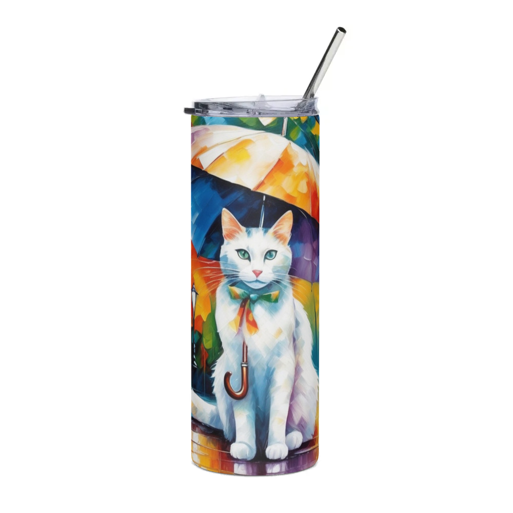 PugMug Custom White Companion Cat Stainless Steel Tumbler