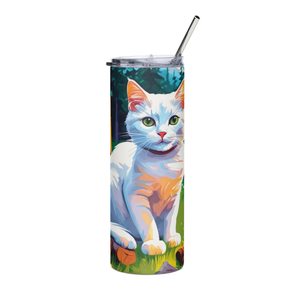 PugMug Custom White Companion Cat Stainless Steel Tumbler