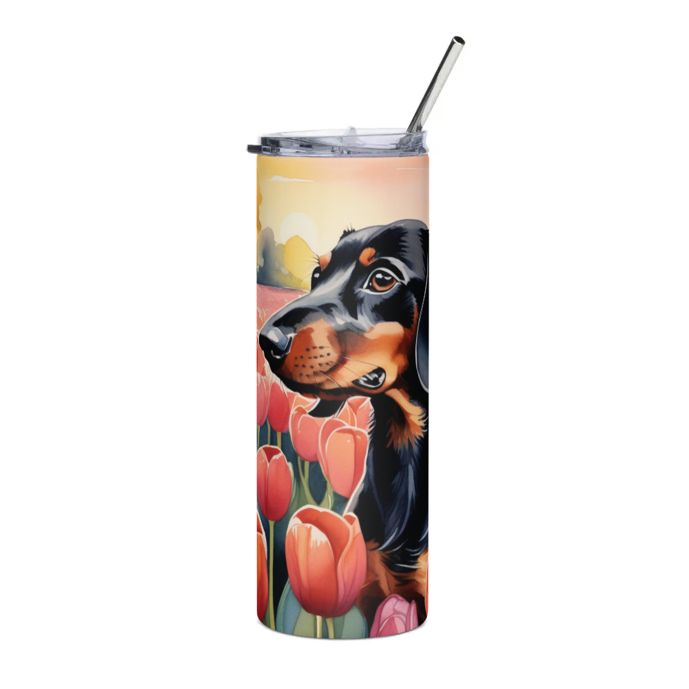 PugMug Custom Black Dachshund Stainless Steel Tumbler