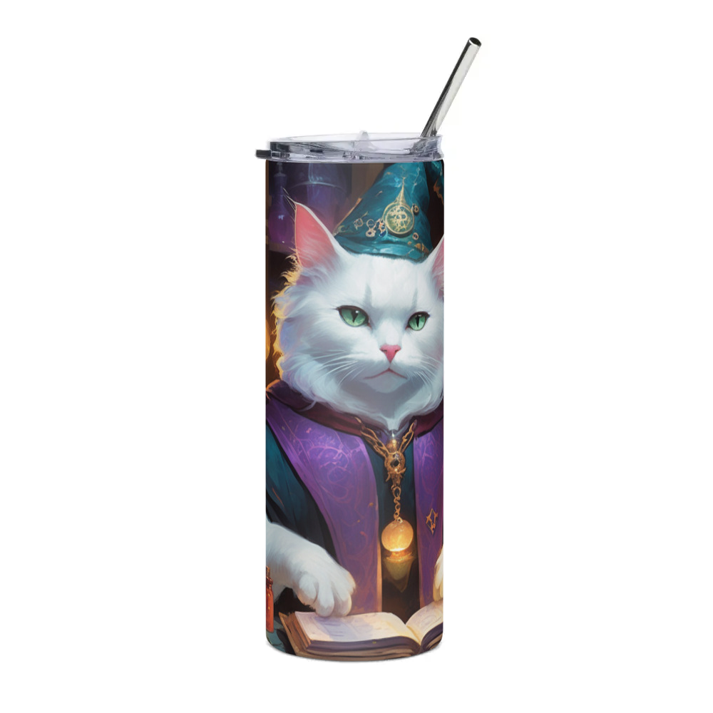 PugMug Custom White Companion Cat Stainless Steel Tumbler