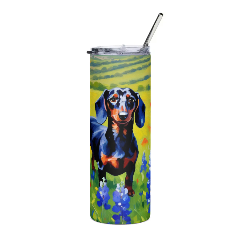 PugMug Custom Black Dachshund Stainless Steel Tumbler