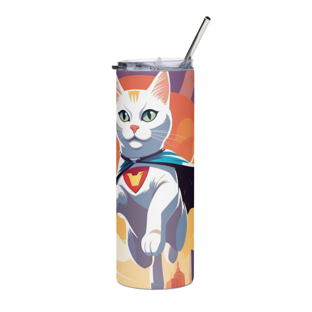 PugMug Custom White Companion Cat Stainless Steel Tumbler