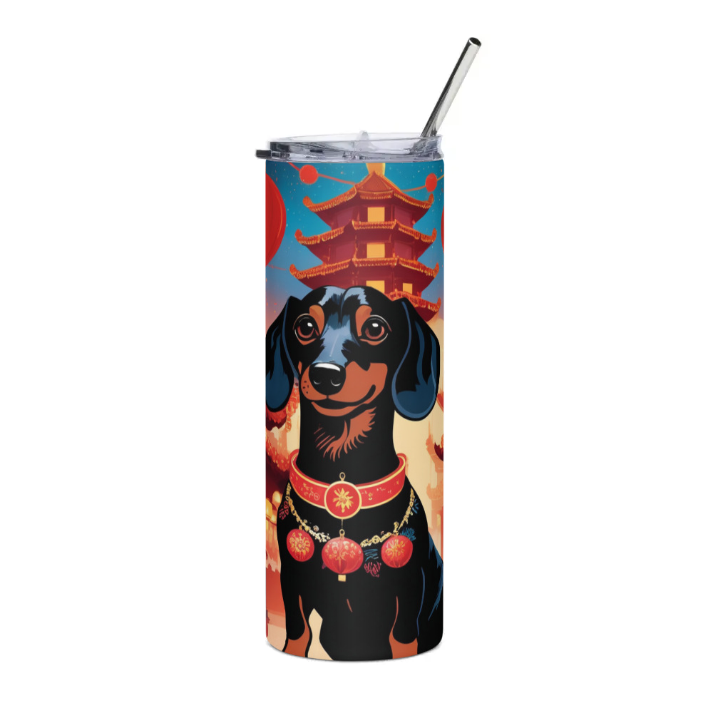 PugMug Custom Black Dachshund Stainless Steel Tumbler