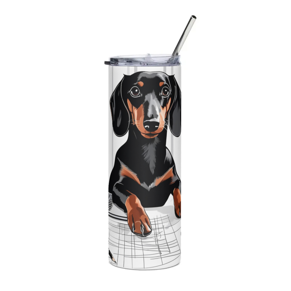 PugMug Custom Black Dachshund Stainless Steel Tumbler