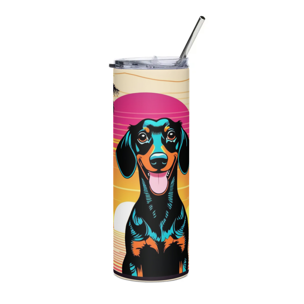 PugMug Custom Black Dachshund Stainless Steel Tumbler