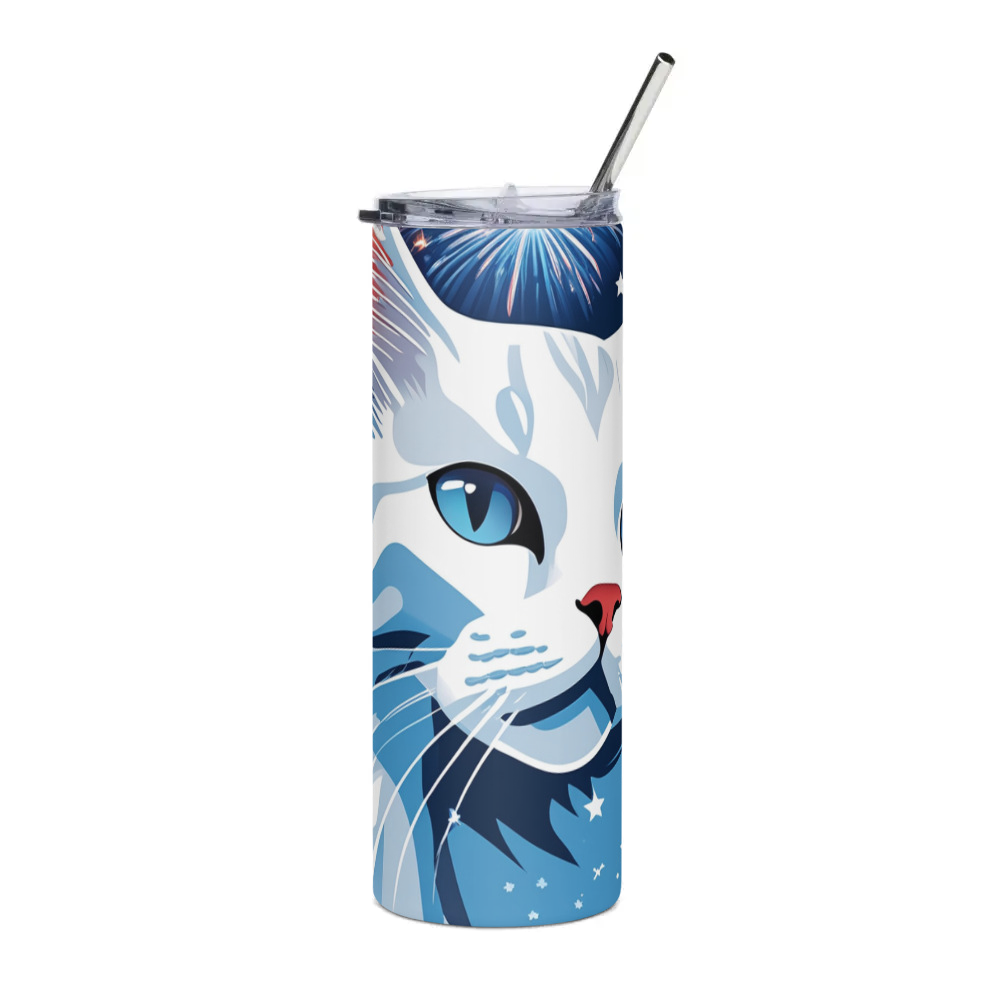 PugMug Custom White Companion Cat Stainless Steel Tumbler