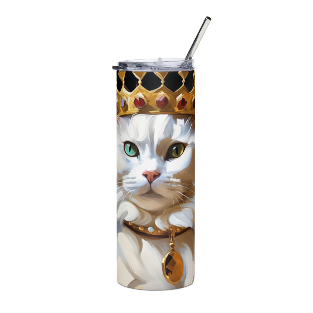 PugMug Custom White Companion Cat Stainless Steel Tumbler