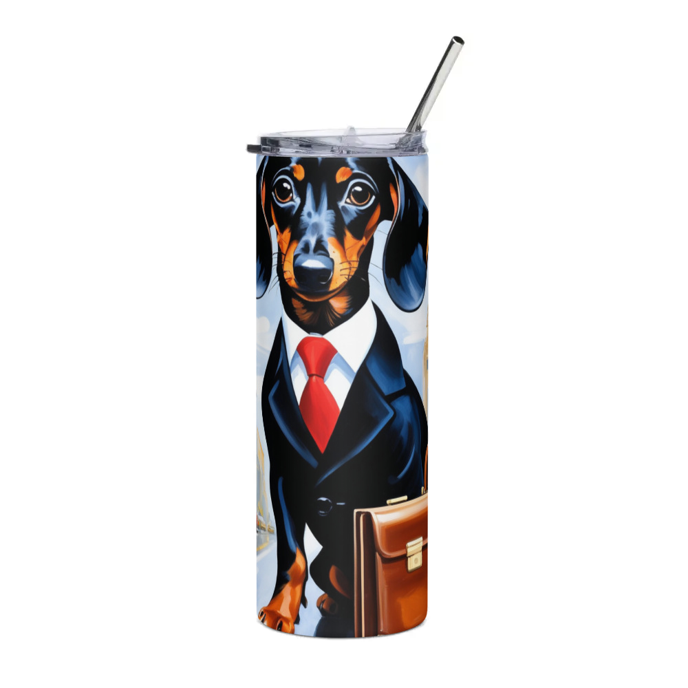 PugMug Custom Black Dachshund Stainless Steel Tumbler