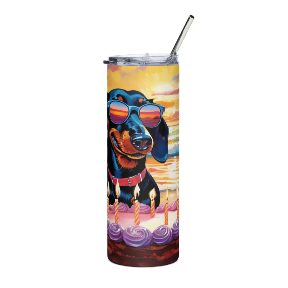 PugMug Custom Black Dachshund Stainless Steel Tumbler