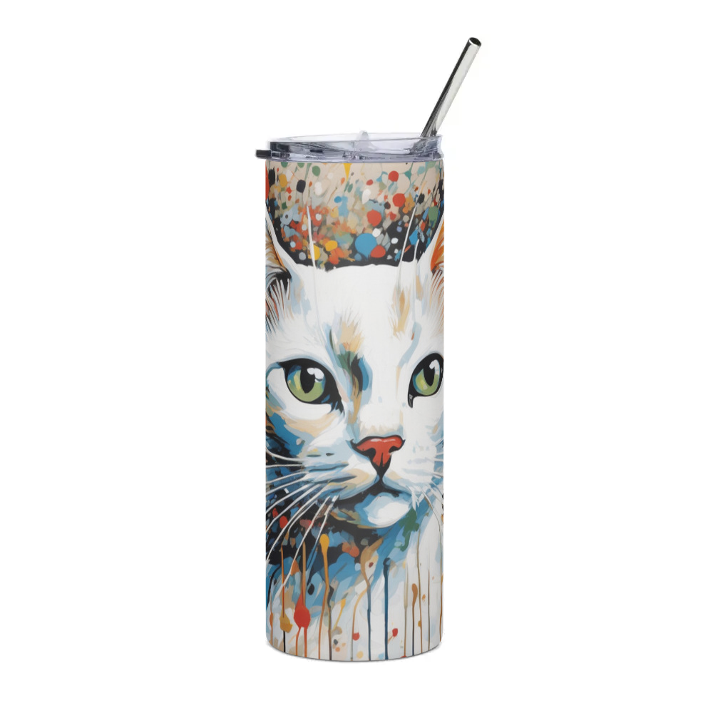 PugMug Custom White Companion Cat Stainless Steel Tumbler