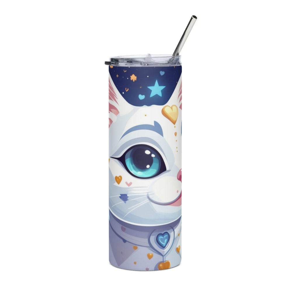 PugMug Custom White Companion Cat Stainless Steel Tumbler