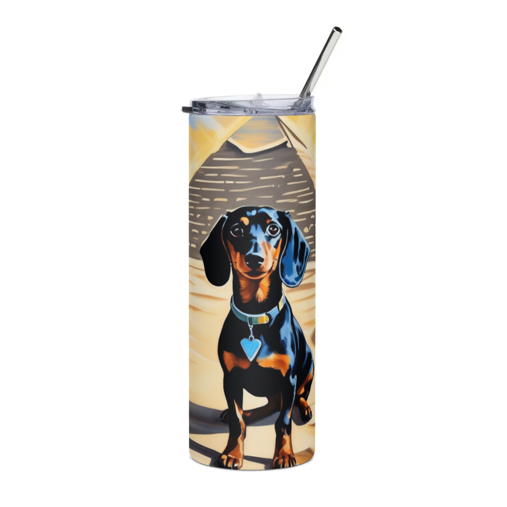 PugMug Custom Black Dachshund Stainless Steel Tumbler