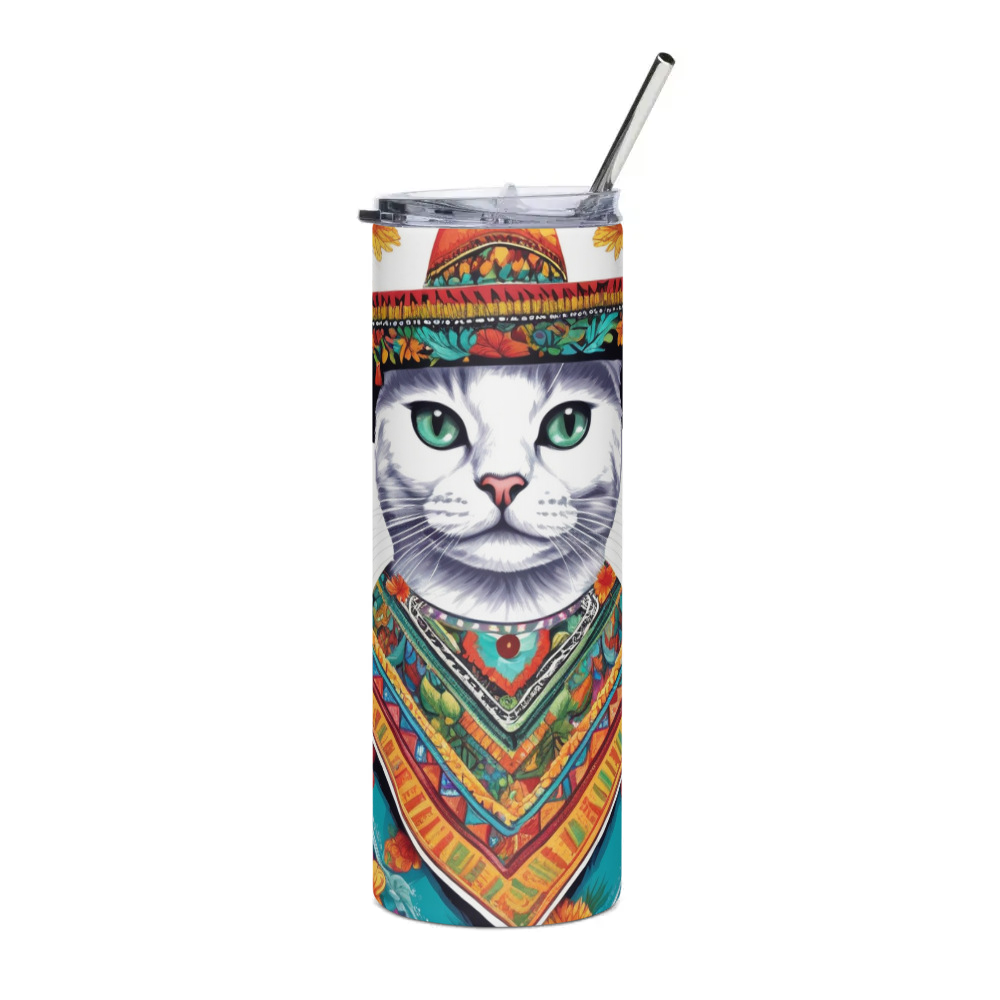 PugMug Custom White Companion Cat Stainless Steel Tumbler