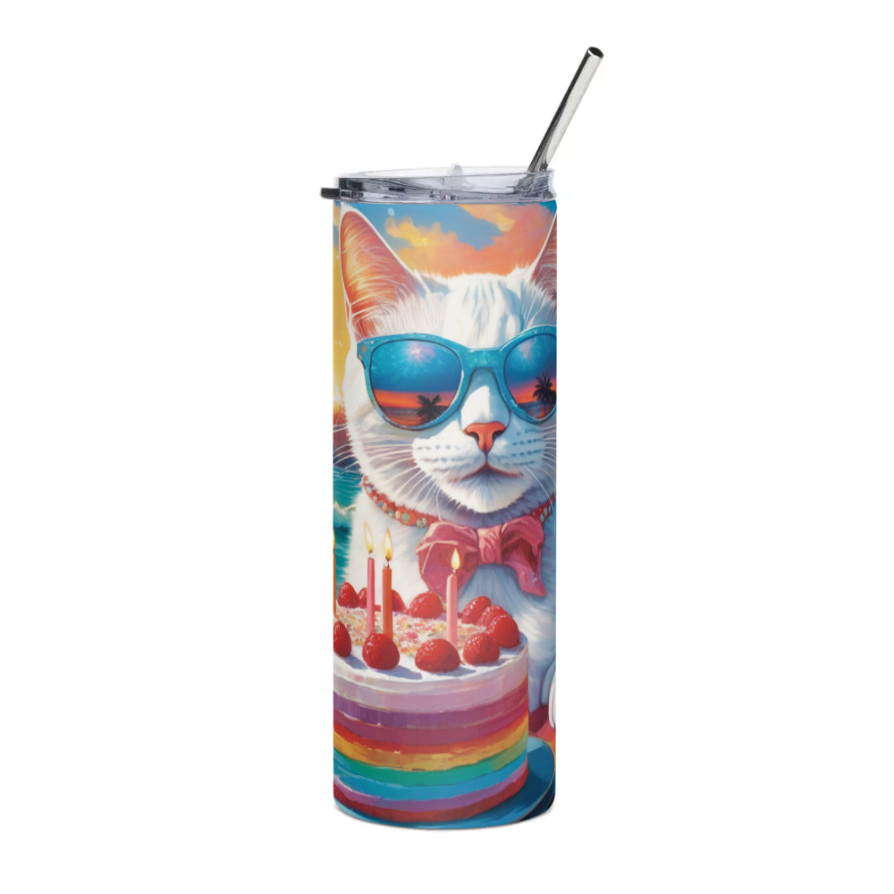 PugMug Custom White Companion Cat Stainless Steel Tumbler