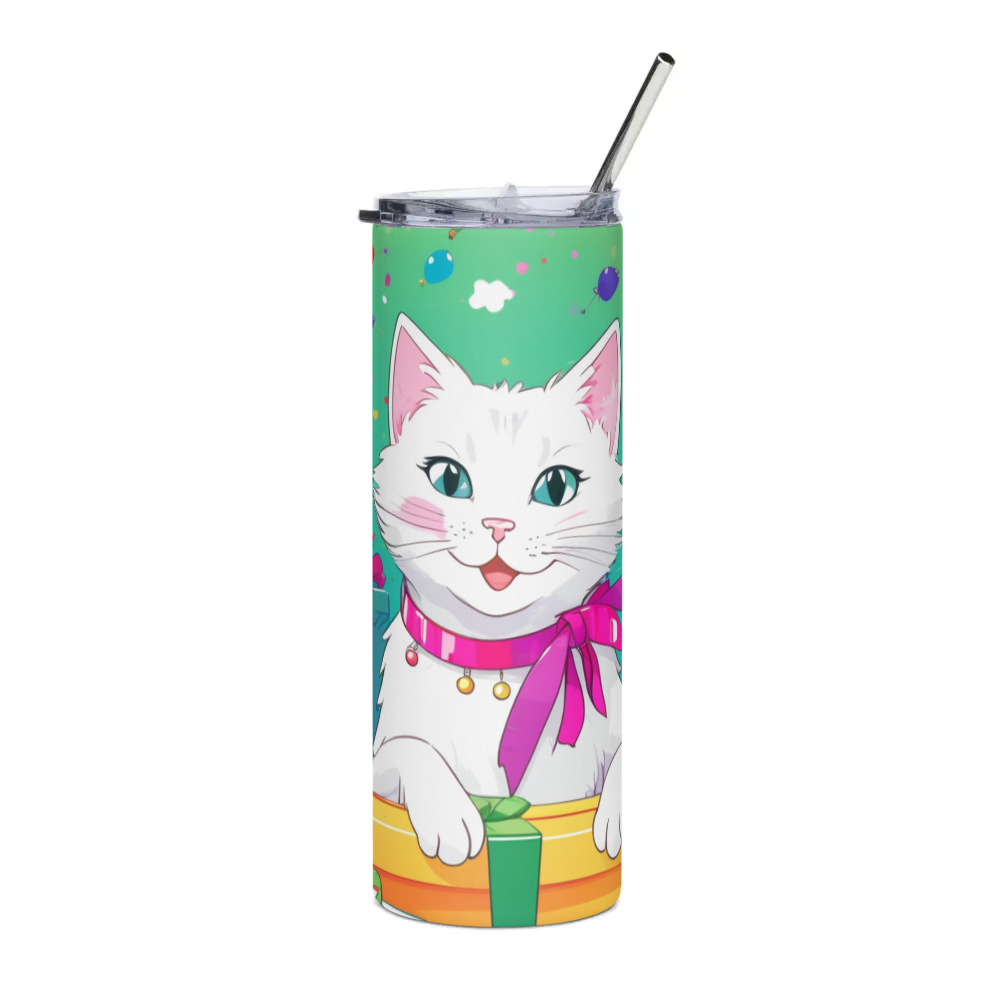 PugMug Custom White Companion Cat Stainless Steel Tumbler