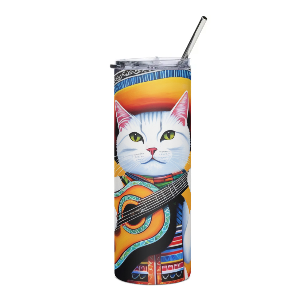 PugMug Custom White Companion Cat Stainless Steel Tumbler