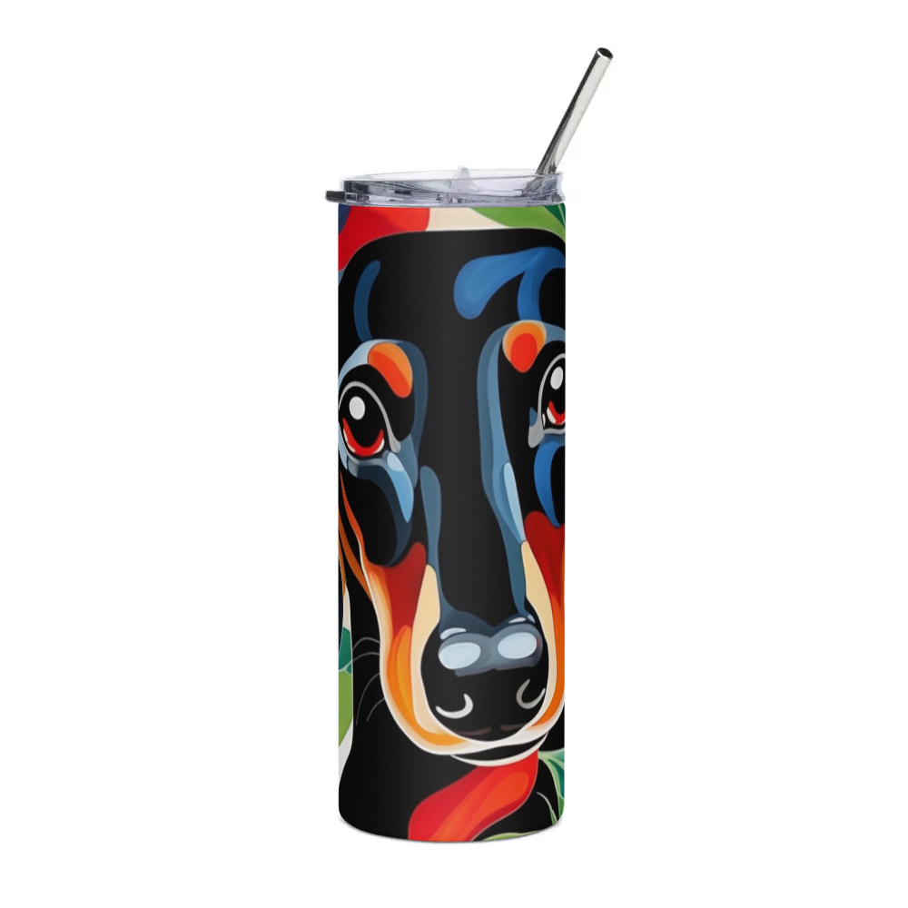 PugMug Custom Black Dachshund Stainless Steel Tumbler