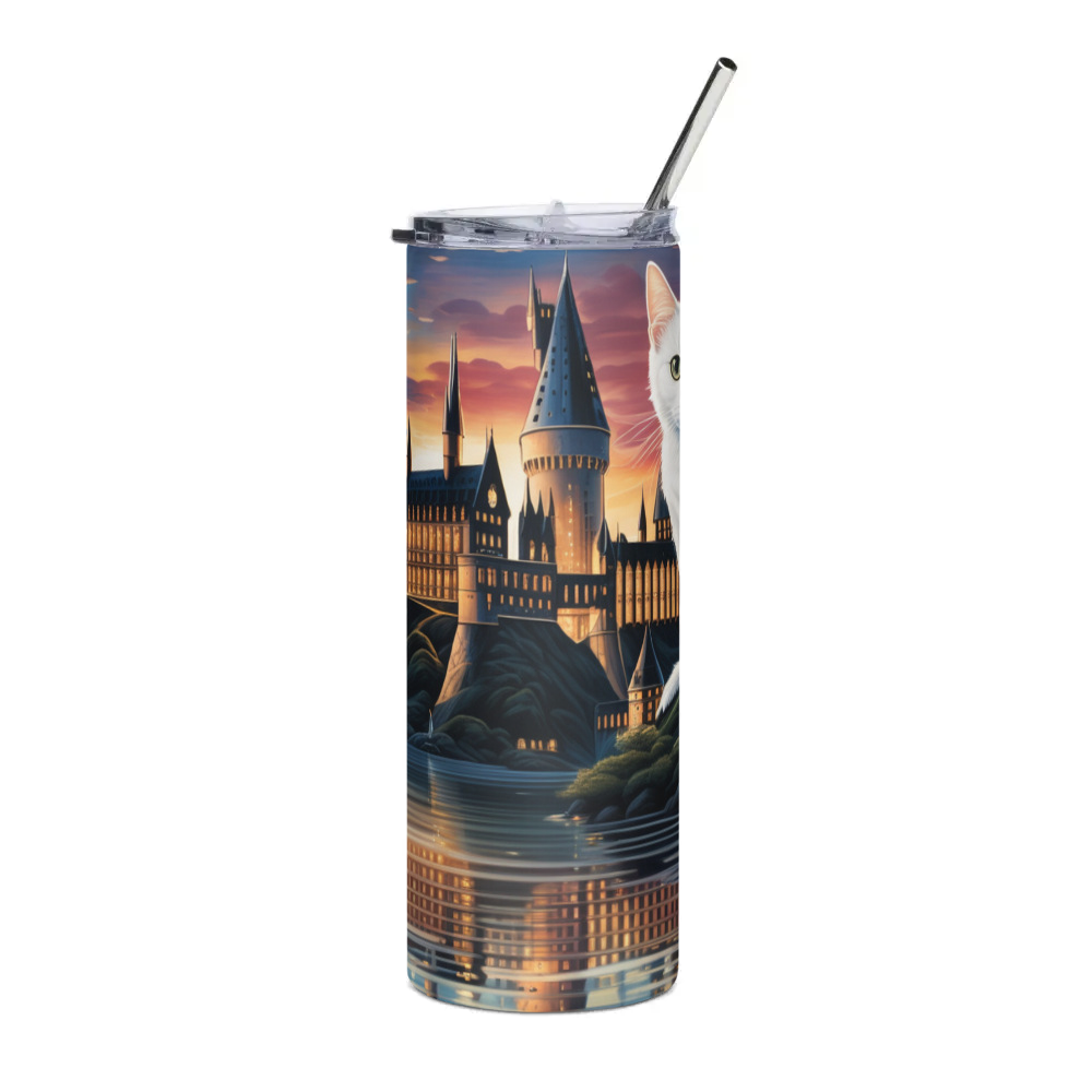 PugMug Custom White Companion Cat Stainless Steel Tumbler