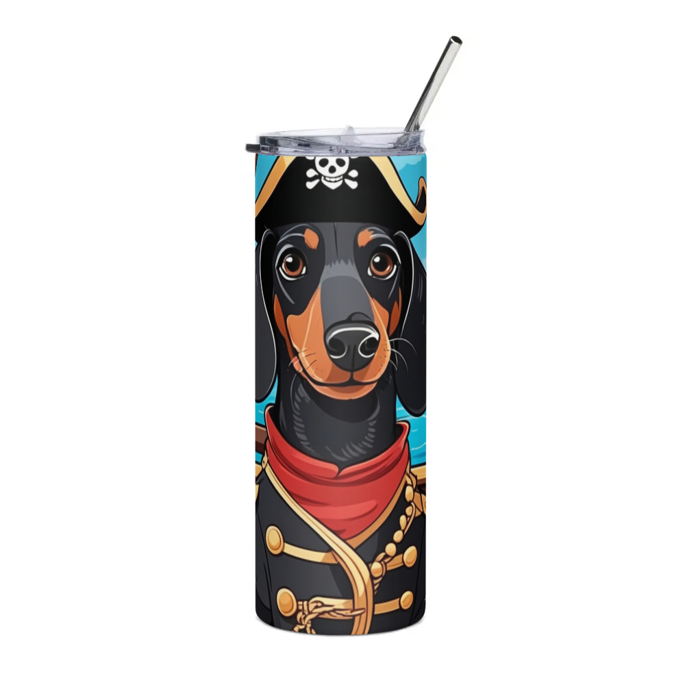 PugMug Custom Black Dachshund Stainless Steel Tumbler