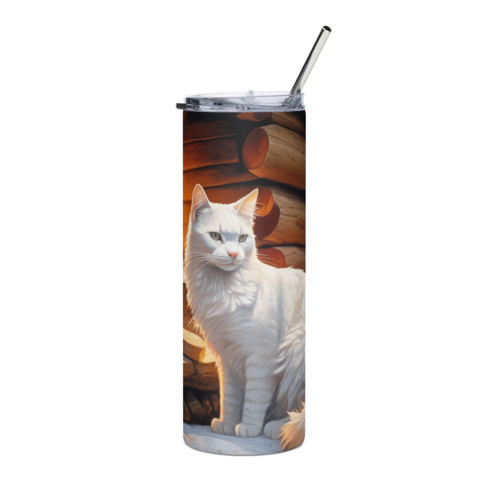PugMug Custom White Companion Cat Stainless Steel Tumbler