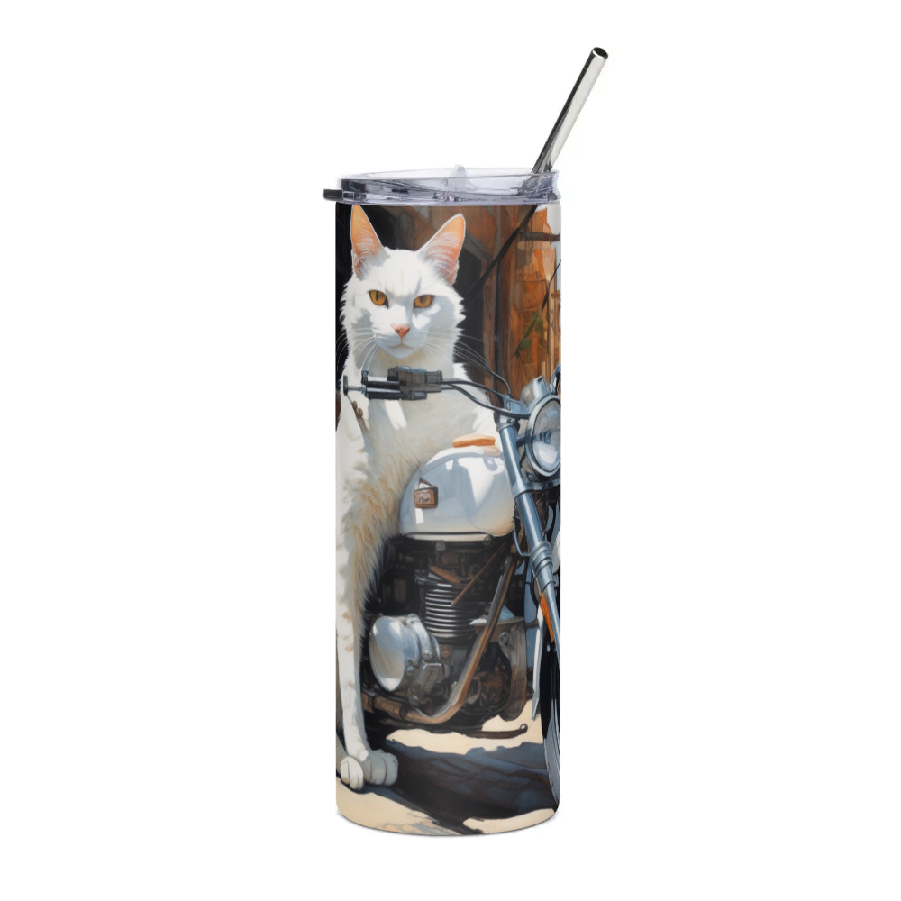 PugMug Custom White Companion Cat Stainless Steel Tumbler