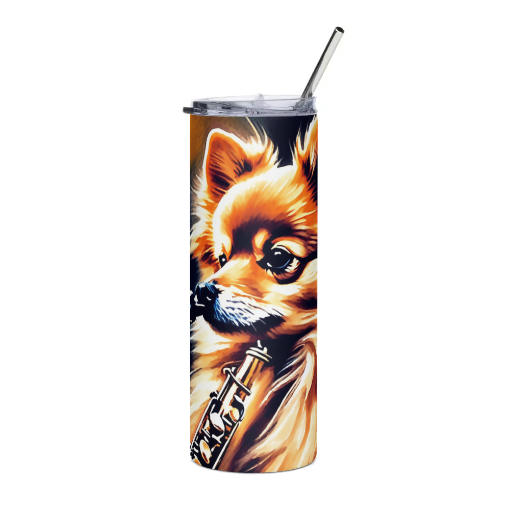 PugMug Custom Tan Pomeranian Stainless Steel Tumbler