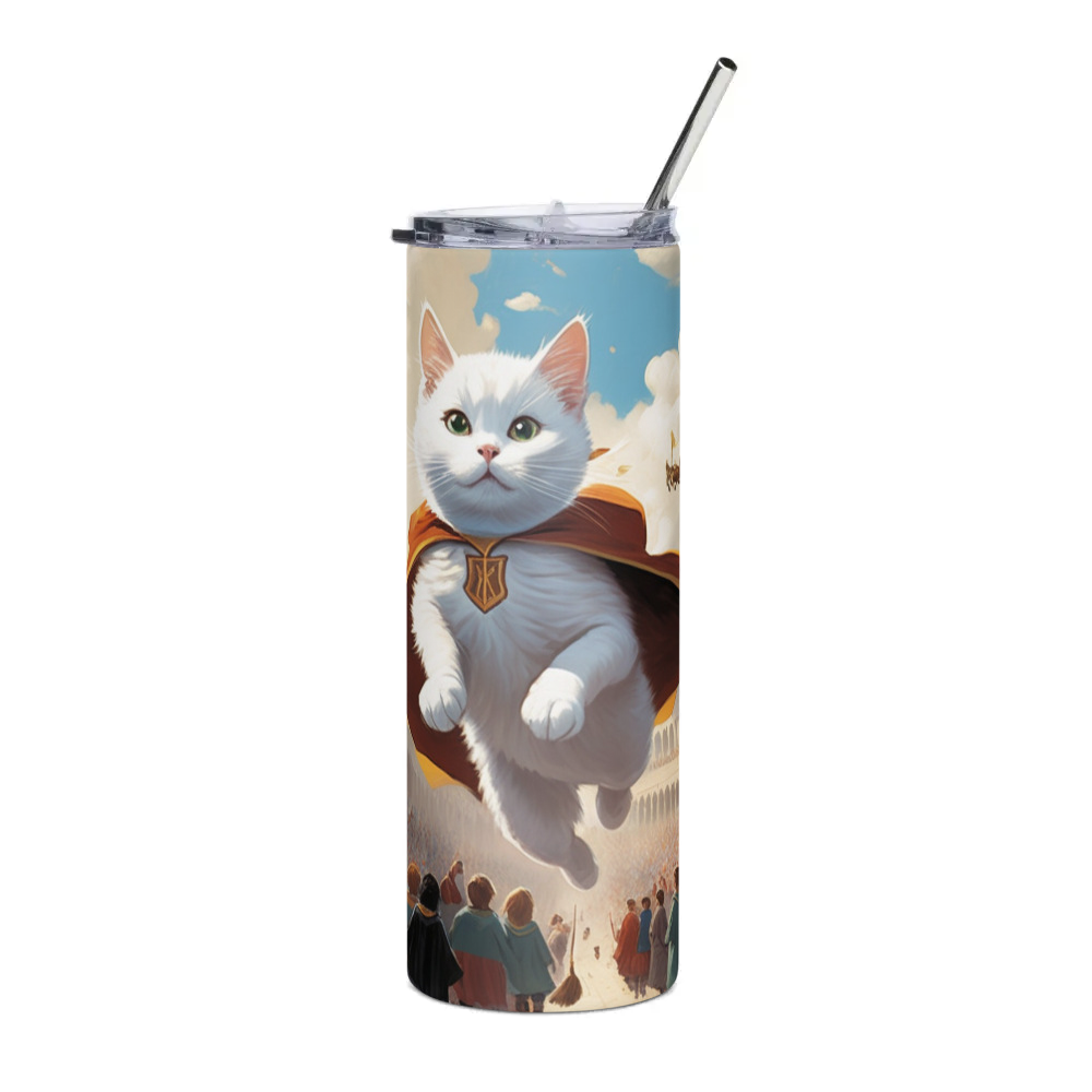 PugMug Custom White Companion Cat Stainless Steel Tumbler