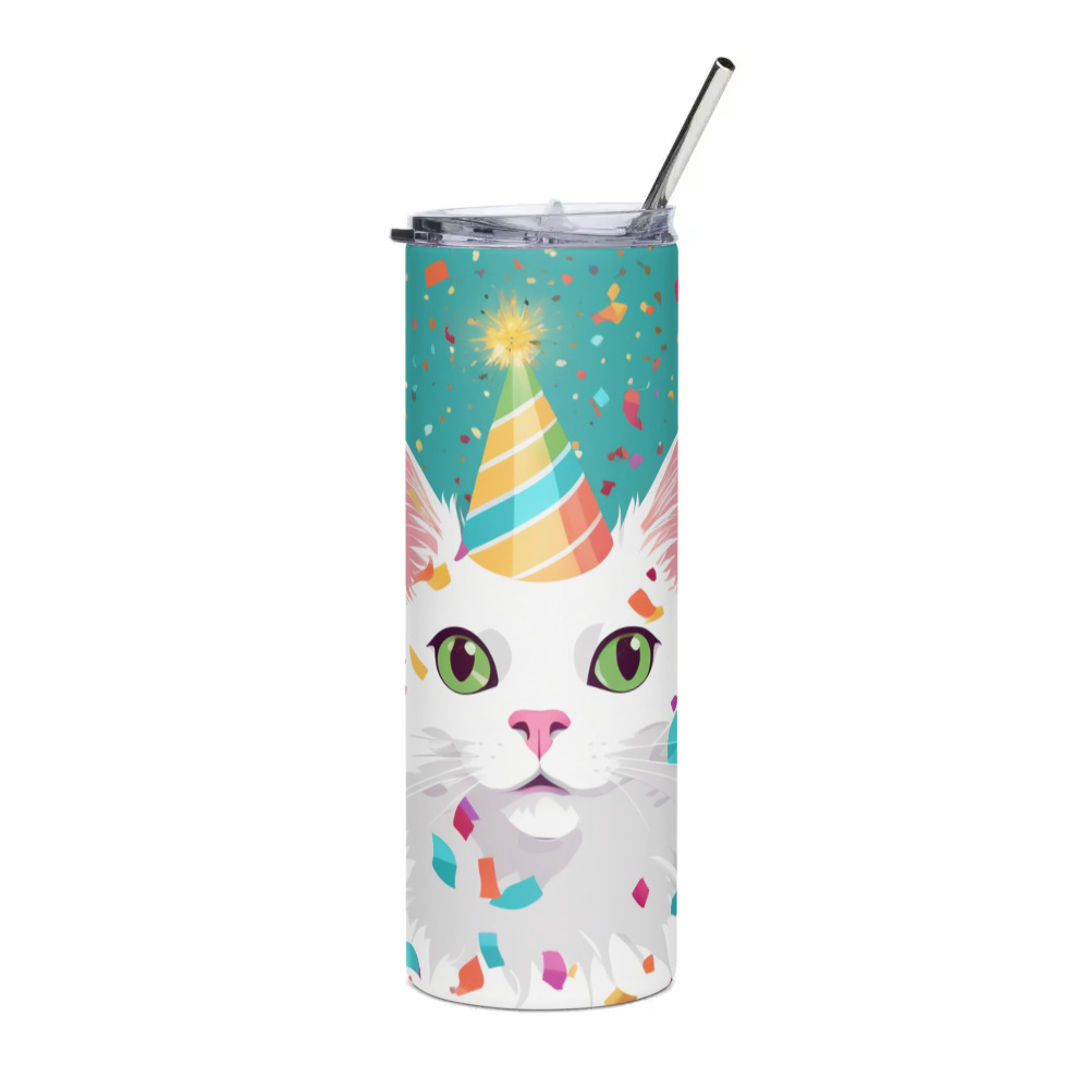 PugMug Custom White Companion Cat Stainless Steel Tumbler