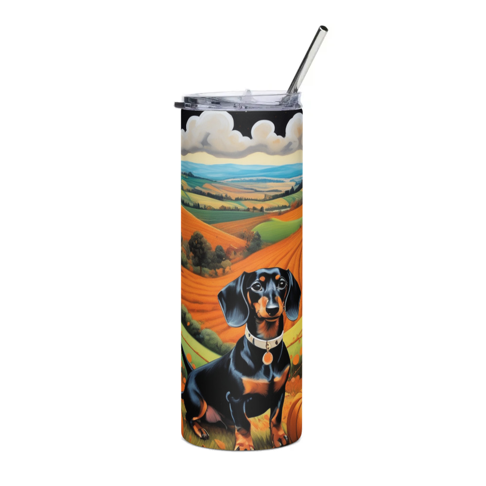 PugMug Custom Black Dachshund Stainless Steel Tumbler