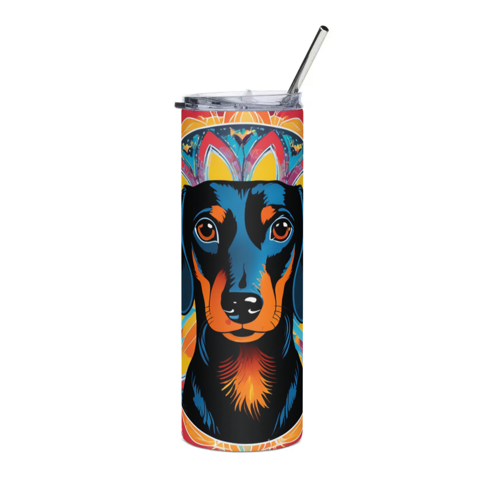 PugMug Custom Black Dachshund Stainless Steel Tumbler