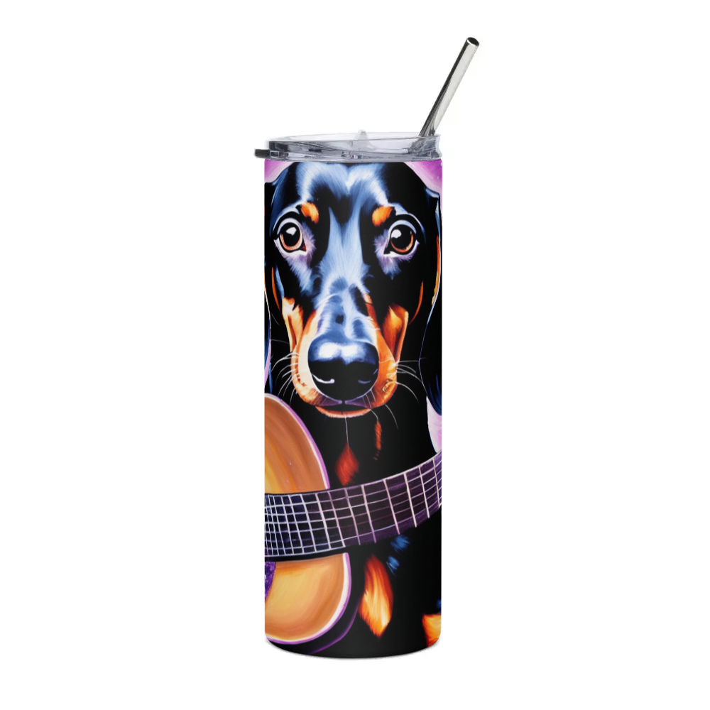 PugMug Custom Black Dachshund Stainless Steel Tumbler