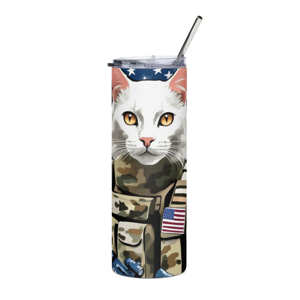 PugMug Custom White Companion Cat Stainless Steel Tumbler