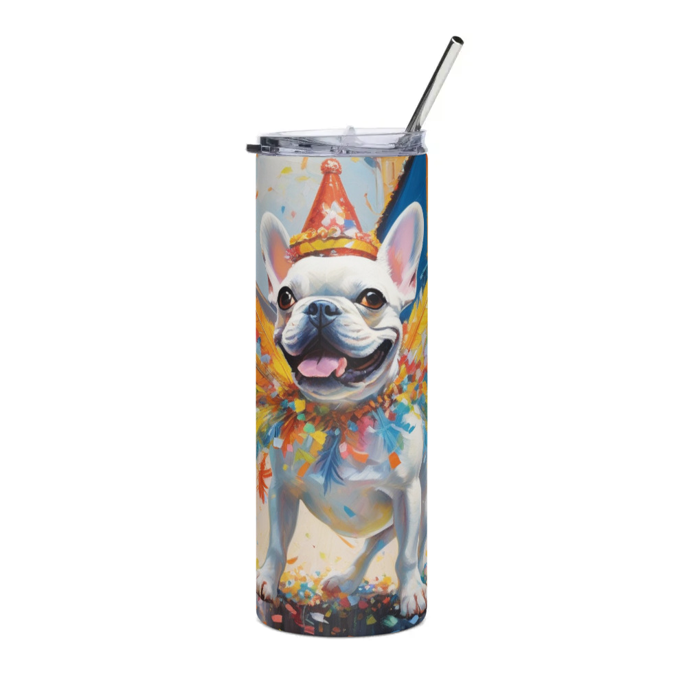 PugMug Custom White French Bulldog Stainless Steel Tumbler