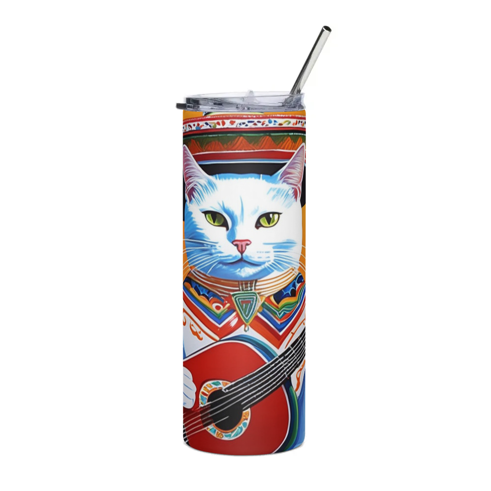 PugMug Custom White Companion Cat Stainless Steel Tumbler