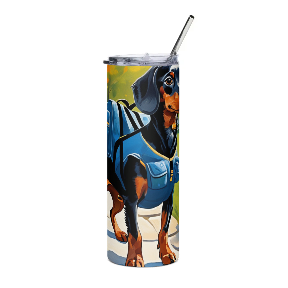 PugMug Custom Black Dachshund Stainless Steel Tumbler