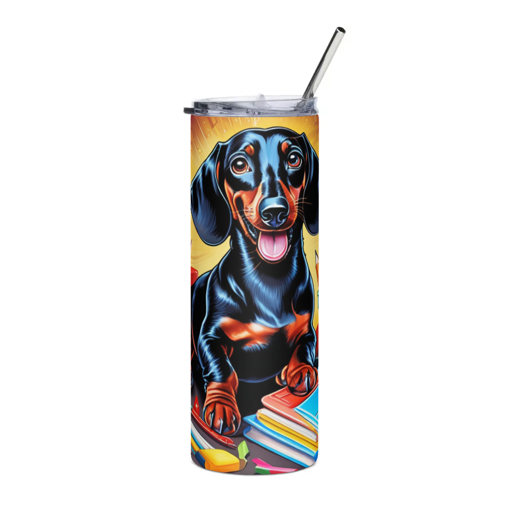PugMug Custom Black Dachshund Stainless Steel Tumbler