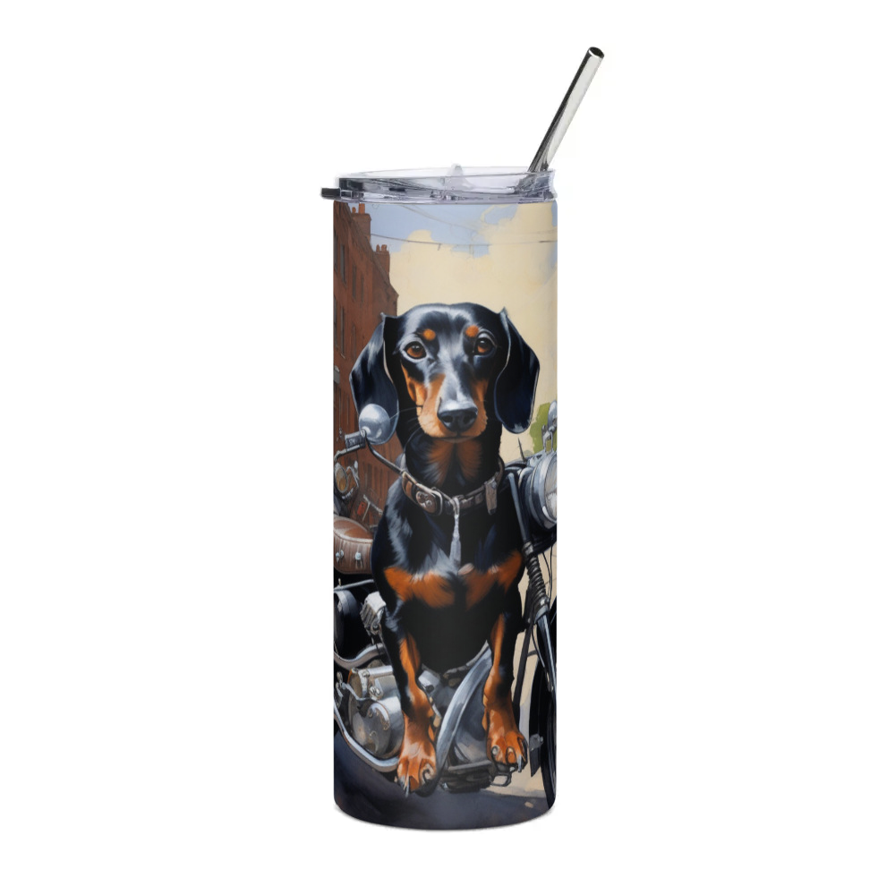 PugMug Custom Black Dachshund Stainless Steel Tumbler