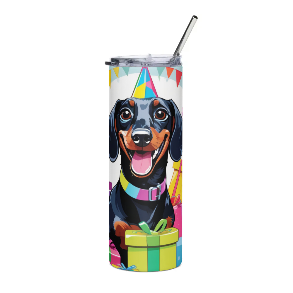 PugMug Custom Black Dachshund Stainless Steel Tumbler