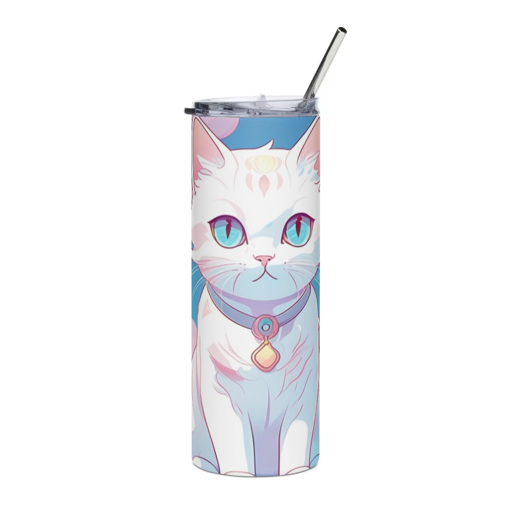 PugMug Custom White Companion Cat Stainless Steel Tumbler
