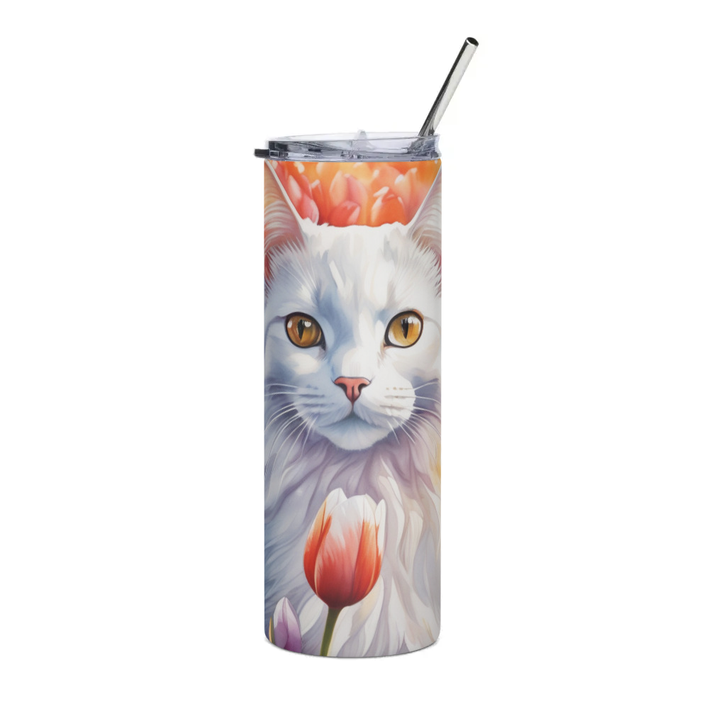 PugMug Custom White Companion Cat Stainless Steel Tumbler
