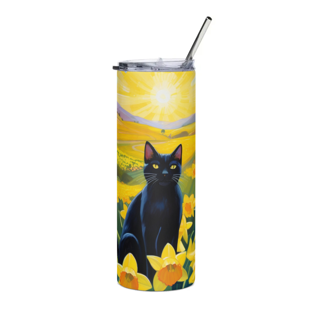 PugMug Custom Black Companion Cat Stainless Steel Tumbler