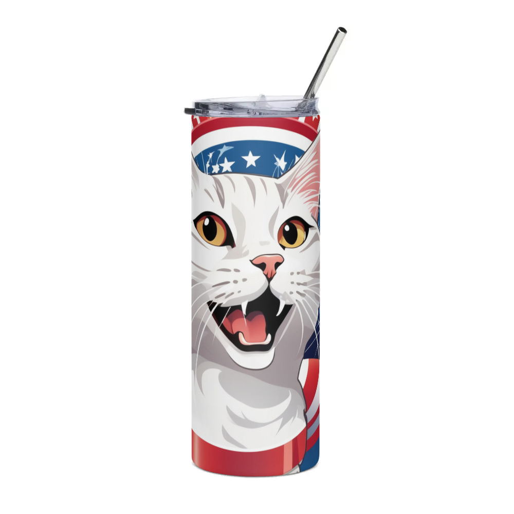 PugMug Custom White Companion Cat Stainless Steel Tumbler