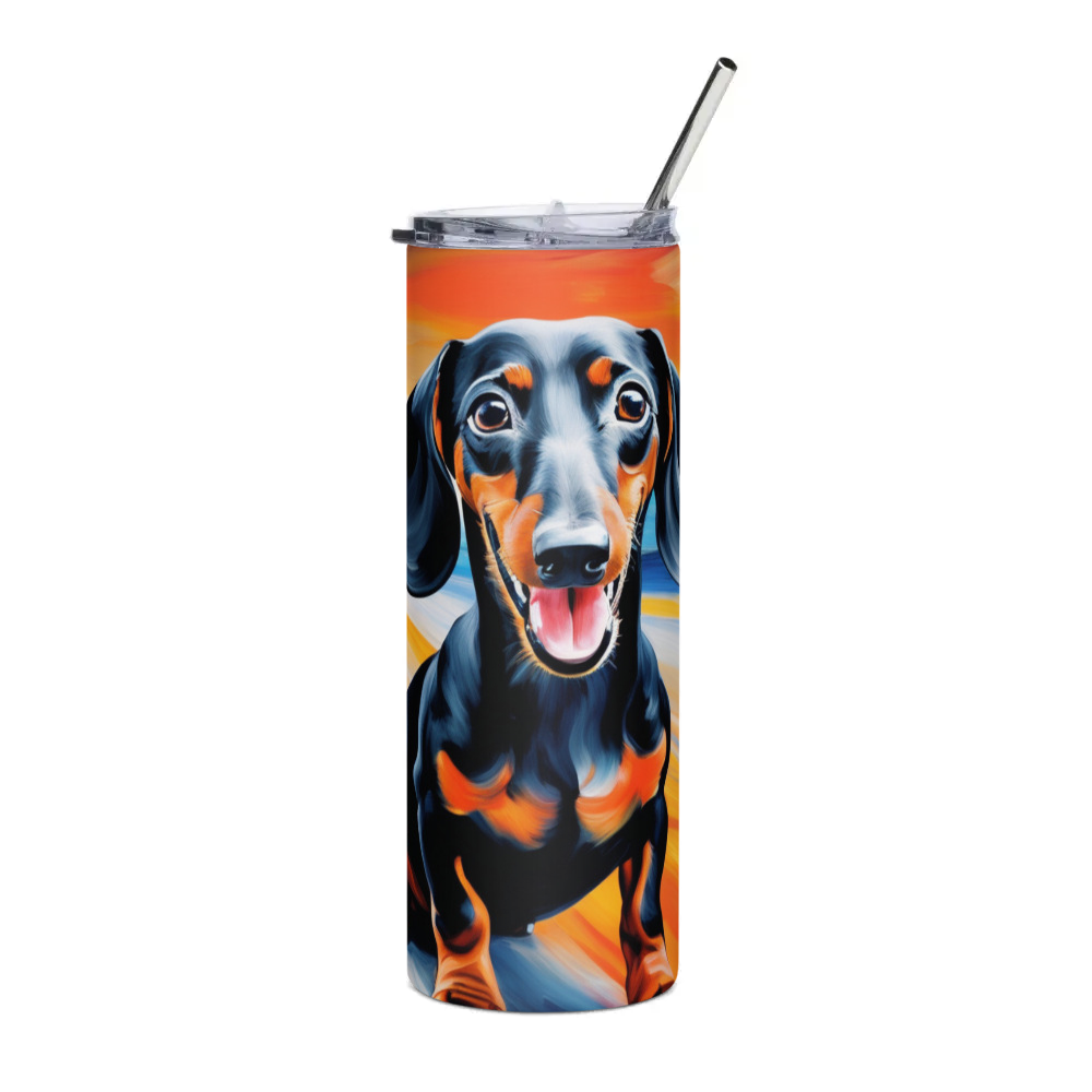 PugMug Custom Black Dachshund Stainless Steel Tumbler