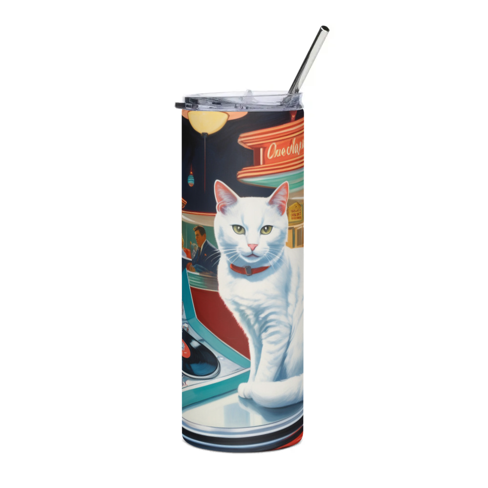 PugMug Custom White Companion Cat Stainless Steel Tumbler
