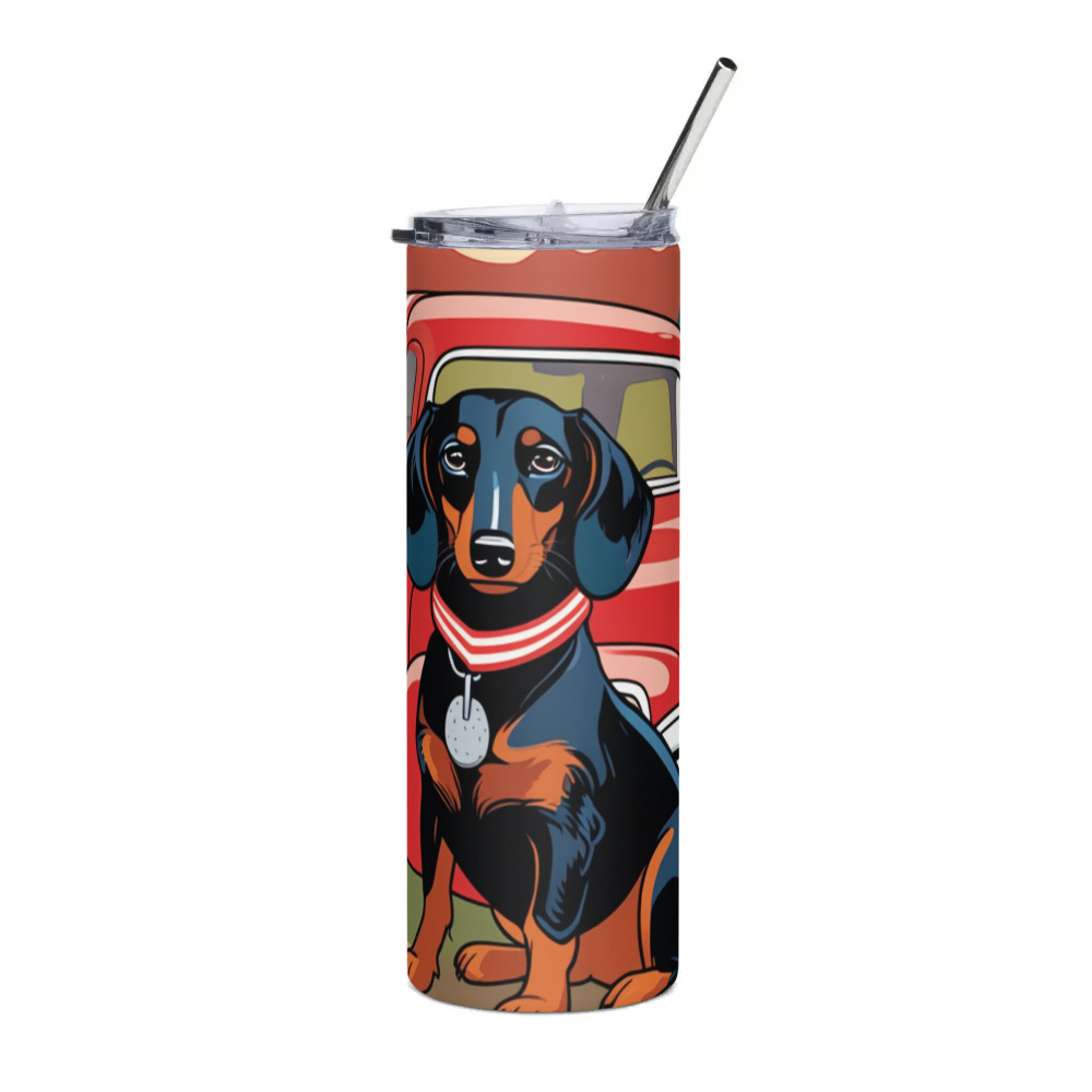 PugMug Custom Black Dachshund Stainless Steel Tumbler