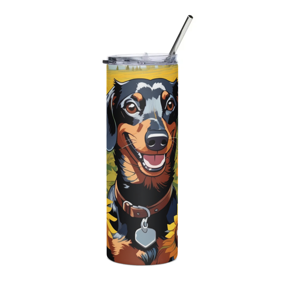 PugMug Custom Black Dachshund Stainless Steel Tumbler